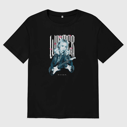 Женская футболка оверсайз Winter aespa idols / Черный – фото 1