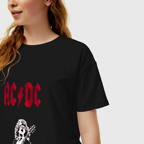 Женская футболка оверсайз AcDc - roook фильтр amaro / Черный – фото 3