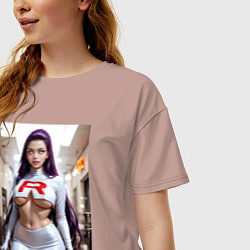 Футболка оверсайз женская Джесси Команда R Покемон, цвет: пыльно-розовый — фото 2