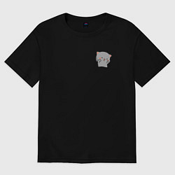 Футболка оверсайз женская Серый милый котик для пары, цвет: черный