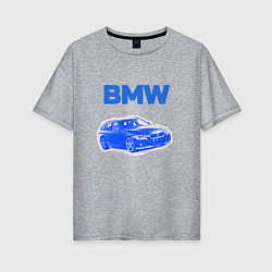 Футболка оверсайз женская Blue bmw, цвет: меланж