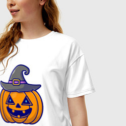 Футболка оверсайз женская Тыковка в шляпке, цвет: белый — фото 2