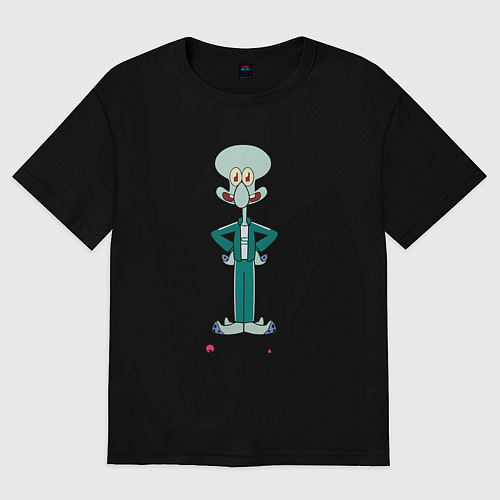 Женская футболка оверсайз Сквидворд игра в кальмара мем Спанч боб / Черный – фото 1