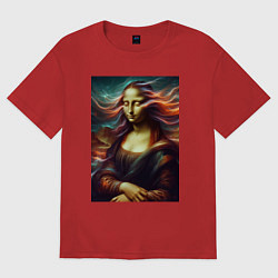 Женская футболка оверсайз Мона Лиза закрыла глаза