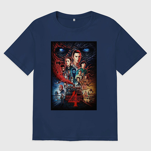 Женская футболка оверсайз Stranger Things 4 / Тёмно-синий – фото 1