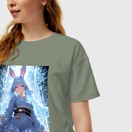 Женская футболка оверсайз Зайка в гармонии с природой / Авокадо – фото 3