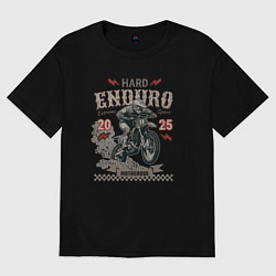 Футболка оверсайз женская Мотоцикл Хард эндуро, экстремальная езда, цвет: черный