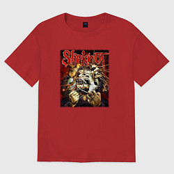 Футболка оверсайз женская Слипкнот маски, цвет: красный