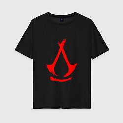 Футболка оверсайз женская Assassins creed - shadows logotype, цвет: черный