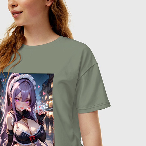 Женская футболка оверсайз Горничная-куноити / Авокадо – фото 3