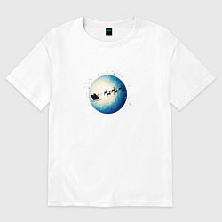 Футболка оверсайз женская Санта на оленях - светлый, цвет: белый