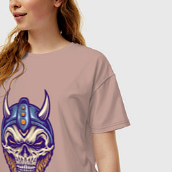 Футболка оверсайз женская Skull viking, цвет: пыльно-розовый — фото 2