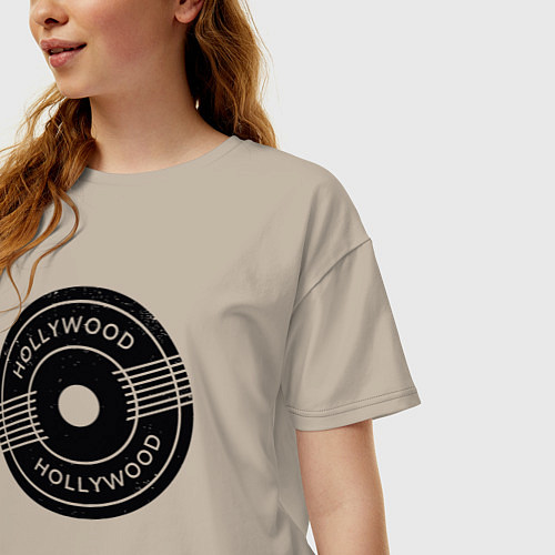 Женская футболка оверсайз Hollywood style / Миндальный – фото 3