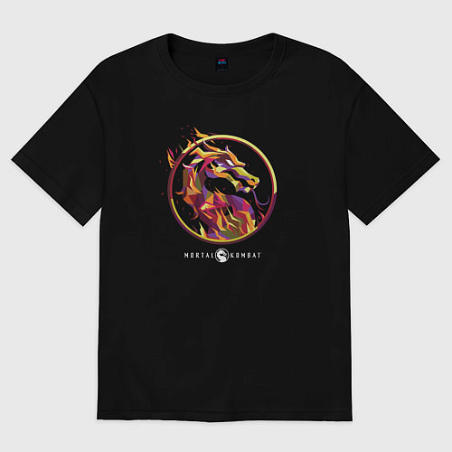 Женская футболка оверсайз Мортал Комбат - Скорпион эмблема / Черный – фото 1