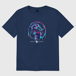 Футболка оверсайз женская Мортал Комбат Саб-Зиро эмблема, цвет: тёмно-синий