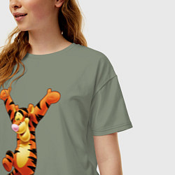 Футболка оверсайз женская Винни пух - Тигруля, цвет: авокадо — фото 2