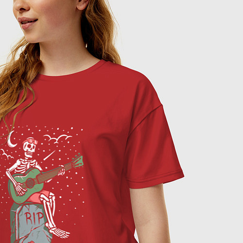 Женская футболка оверсайз Мелодия на кладбище / Красный – фото 3