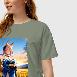 Футболка оверсайз женская Tamamo no Mae Fate Grand Order, цвет: авокадо — фото 2
