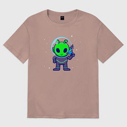 Футболка оверсайз женская Пришелец с бластером, цвет: пыльно-розовый