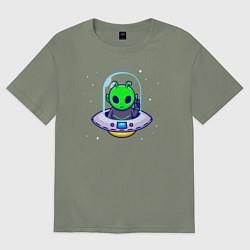 Футболка оверсайз женская Полёт пришельца, цвет: авокадо