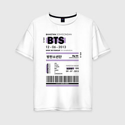 Футболка оверсайз женская Bts ticket, цвет: белый