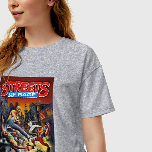 Женская футболка оверсайз Обнаженный кулак - улицы ярости / Меланж – фото 3