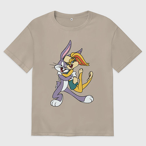 Женская футболка оверсайз Bugs Bunny - Lola Bunny / Миндальный – фото 1