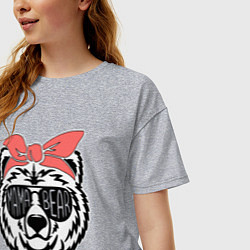 Футболка оверсайз женская Мама - медведица, цвет: меланж — фото 2
