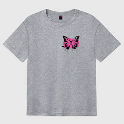 Футболка оверсайз женская Butterfly graffiti, цвет: меланж