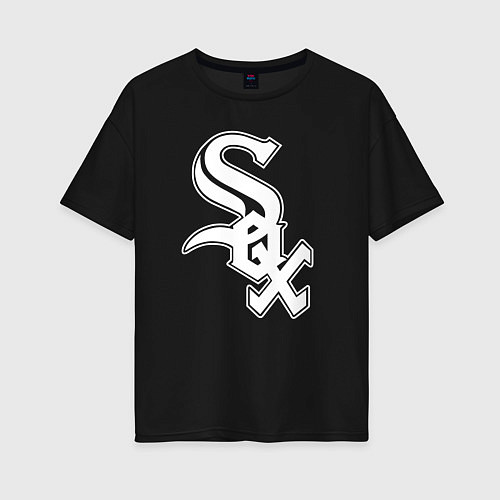 Женская футболка оверсайз Chicago white sox - baseball / Черный – фото 1