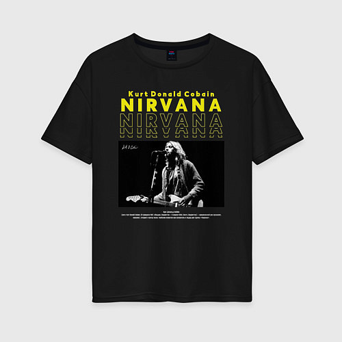 Женская футболка оверсайз Курт Кобейн Nirvana / Черный – фото 1