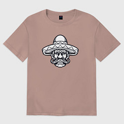 Футболка оверсайз женская Усатый мексиканец, цвет: пыльно-розовый