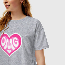 Футболка оверсайз женская Oh my god love, цвет: меланж — фото 2