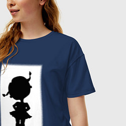 Футболка оверсайз женская Силуэт поцелуй она - для пары, цвет: тёмно-синий — фото 2
