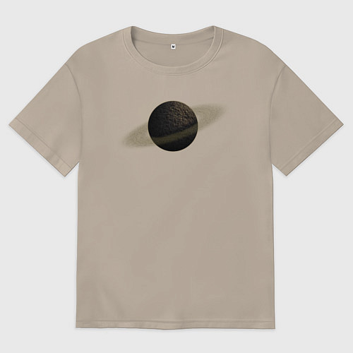 Женская футболка оверсайз Планета арт, коричневая с кольцом / Миндальный – фото 1