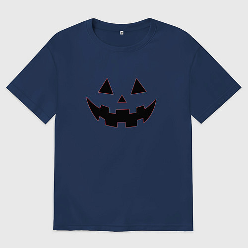 Женская футболка оверсайз Физиономия тыквы / Тёмно-синий – фото 1