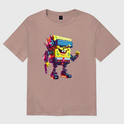 Женская футболка оверсайз Sponge Bob - cyberpunk fantasy