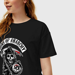 Футболка оверсайз женская Sons of anarchy - логотип, цвет: черный — фото 2