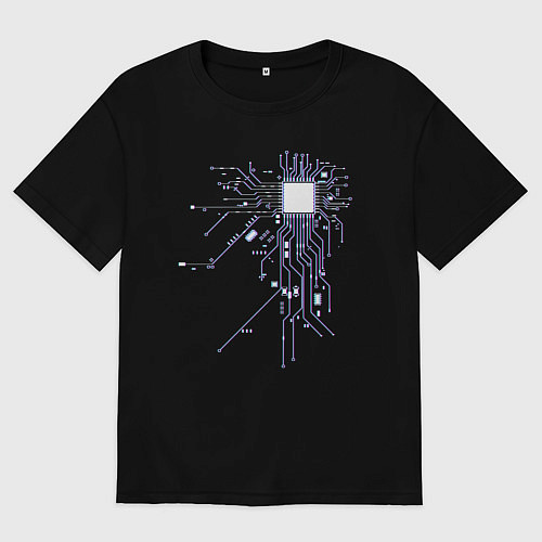 Женская футболка оверсайз Сердце хакера / Черный – фото 1