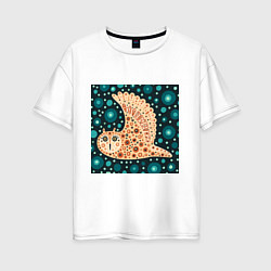 Футболка оверсайз женская Летящая сова, цвет: белый