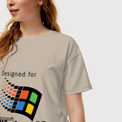 Футболка оверсайз женская Предназначен для windows 98, цвет: миндальный — фото 2