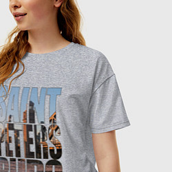 Футболка оверсайз женская Санкт-Петербург Большеохтинский мост, цвет: меланж — фото 2