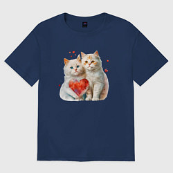 Женская футболка оверсайз Котята с сердцем