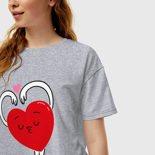 Женская футболка оверсайз Love hands / Меланж – фото 3