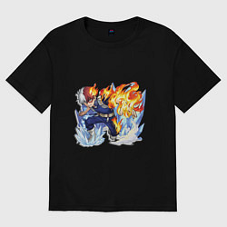 Футболка оверсайз женская Моя геройская академия Шото студент, цвет: черный