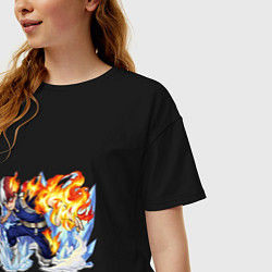 Футболка оверсайз женская Моя геройская академия Шото студент, цвет: черный — фото 2