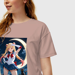 Футболка оверсайз женская Марин Китагава косплей Сейлор Мун, цвет: пыльно-розовый — фото 2