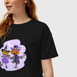 Футболка оверсайз женская Ведьма и пугало, цвет: черный — фото 2