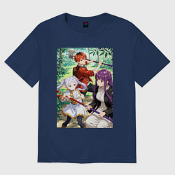 Футболка оверсайз женская Фрирен, Ферн и Штарк, цвет: тёмно-синий