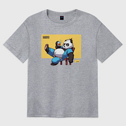 Футболка оверсайз женская Panda with beer, цвет: меланж